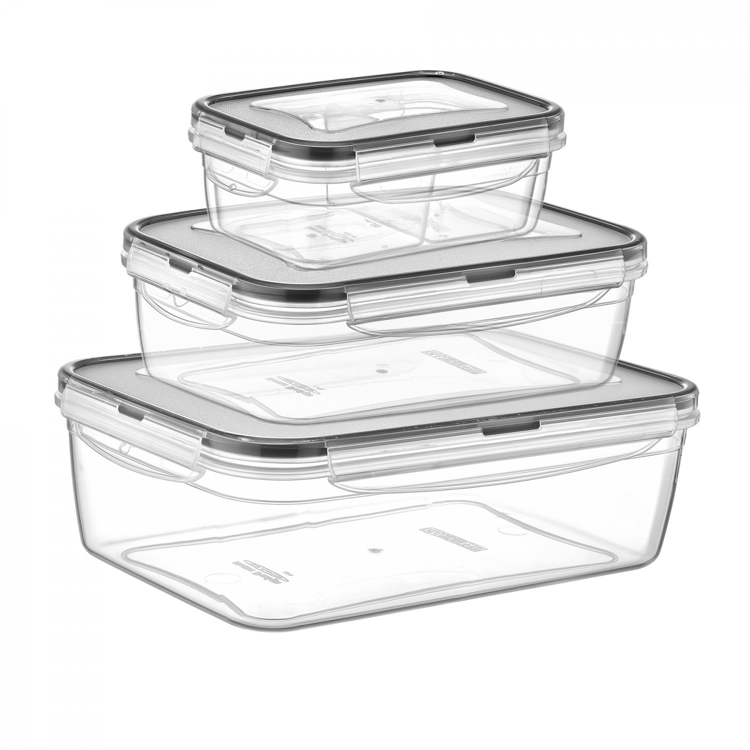 LC-310 FRESH BOX RECTANGLE 3-PIECE SET  (0,4 LT. + 0,8 LT. + 1,4 LT.) - Transparent LLFV