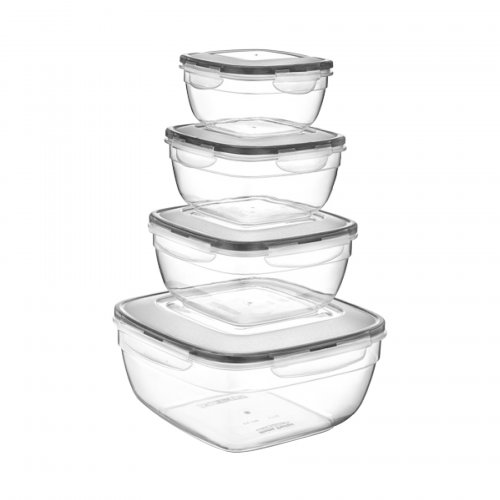 LC-305 FRESH BOX 4-PIECE SET (0,6 LT. + 1 LT. + 1,7 LT. + 4 LT.) - Transparent
